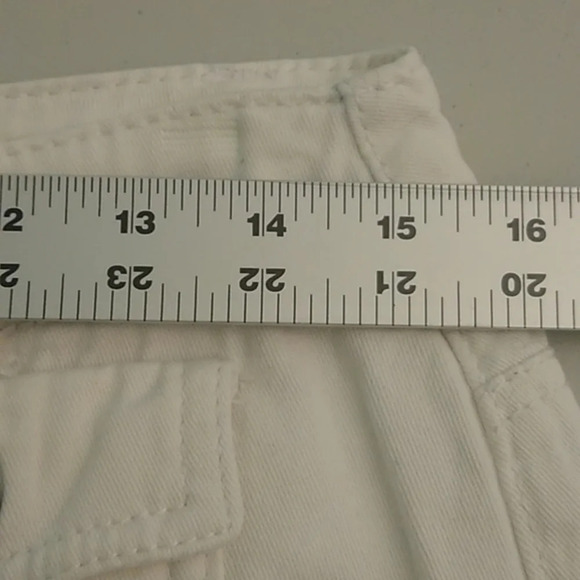 ROZ & ALI BUTTON FRONT, KNEE LENGTH, STRETCH DENIM SKIRT - Picture 6 of 9